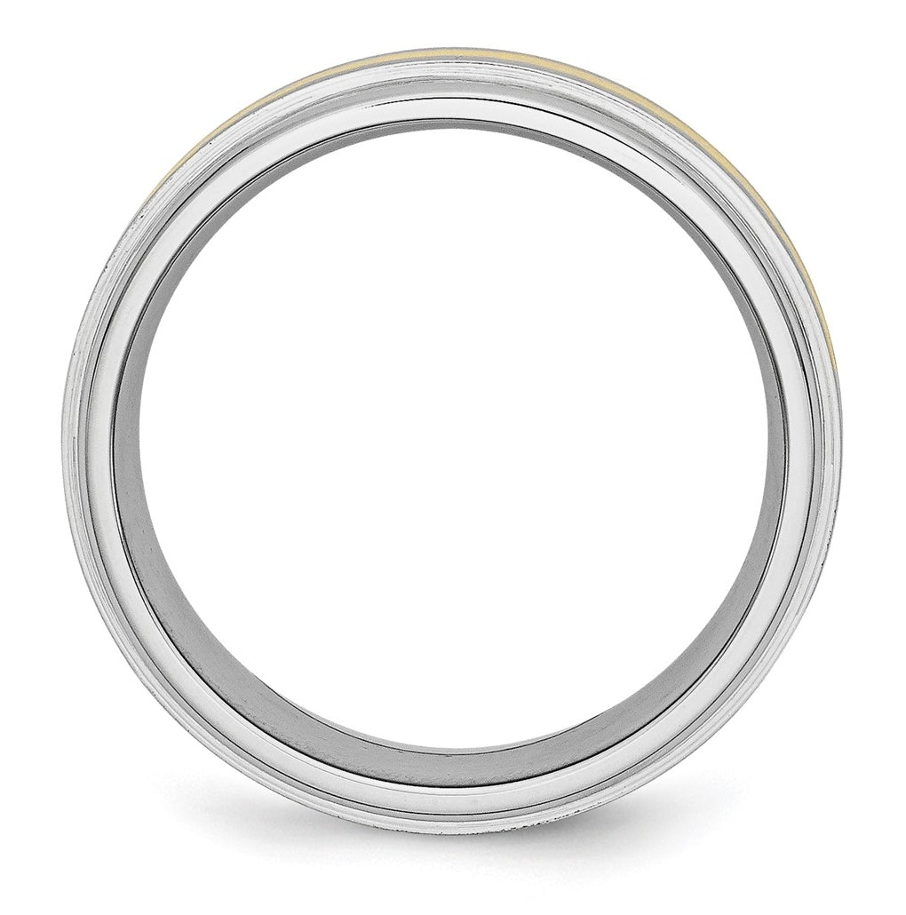 Cobalt 14k Yellow Gold Inlay Satin and Polished 8mm Band – Elegant Jewelry Gift for Birthday, Anniversary, Engagement, Wedding