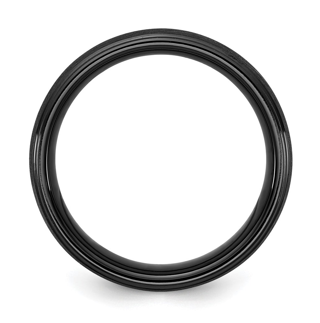 Ceramic Black Polished with Scratch Finished Center 8mm Band