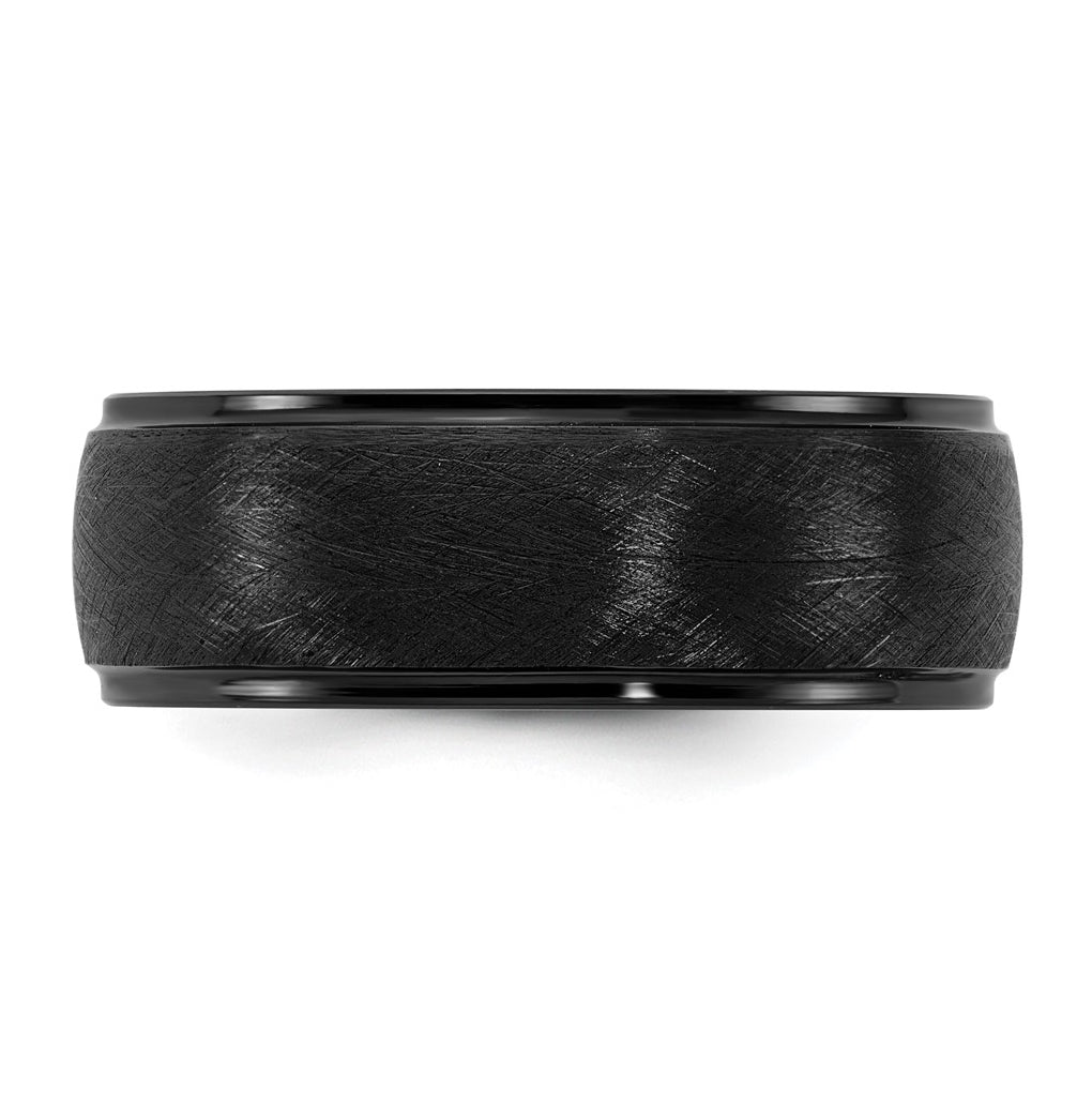 Ceramic Black Polished with Scratch Finished Center 8mm Band