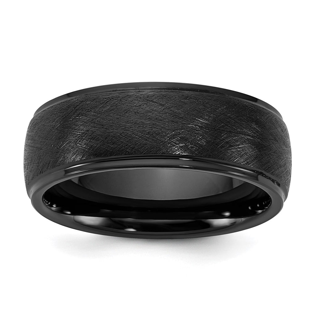 Ceramic Black Polished with Scratch Finished Center 8mm Band