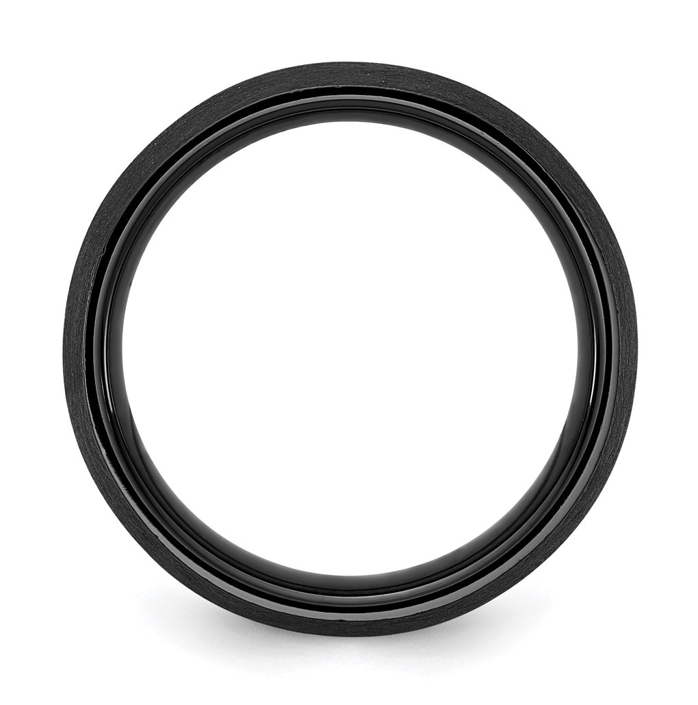 Ceramic Black Scratch Finished with Yellow IP-plated Center 8mm Band