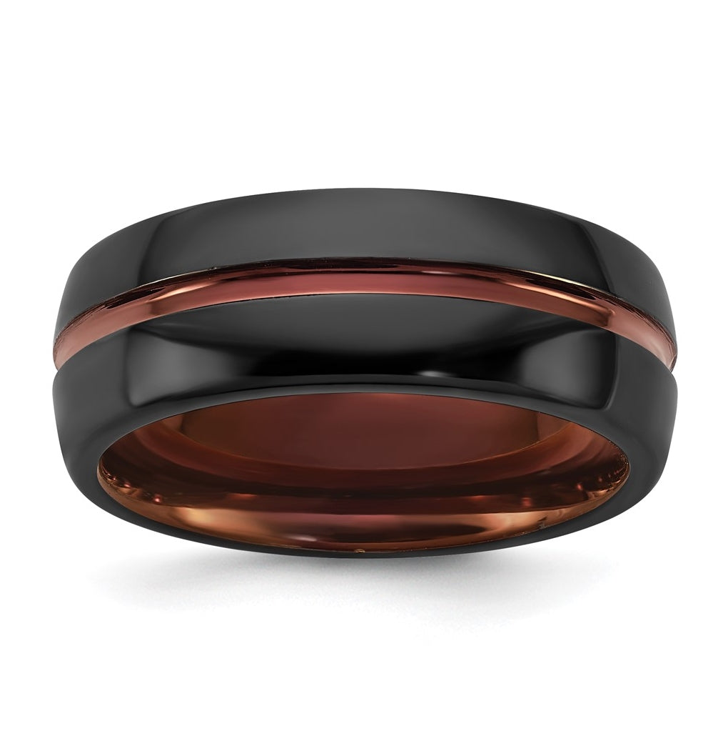 Ceramic Black Polished with Red IP-plated Center and Inside 8mm Band