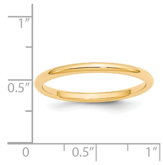 14k Yellow Gold 2mm Standard Weight Comfort Fit Wedding Band Size 4