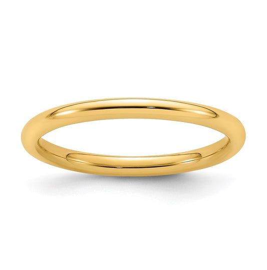 14k Yellow Gold 2mm Standard Weight Comfort Fit Wedding Band Size 5.5