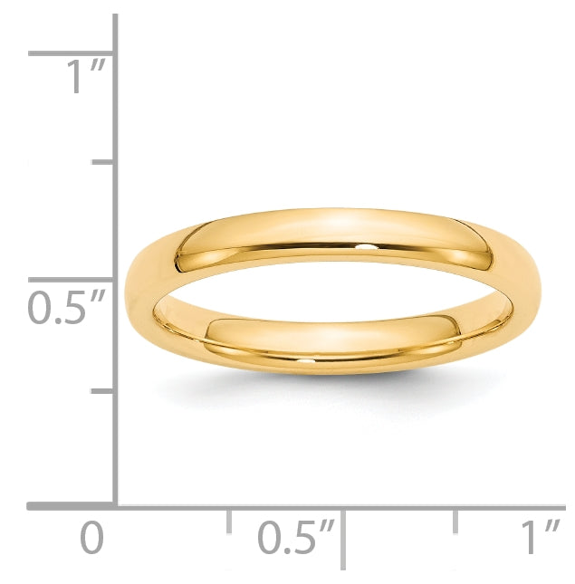 14k Yellow Gold 3mm Standard Weight Comfort Fit Wedding Band Size 4