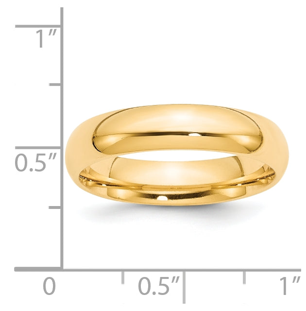14k Yellow Gold 5mm Standard Weight Comfort Fit Wedding Band Size 5