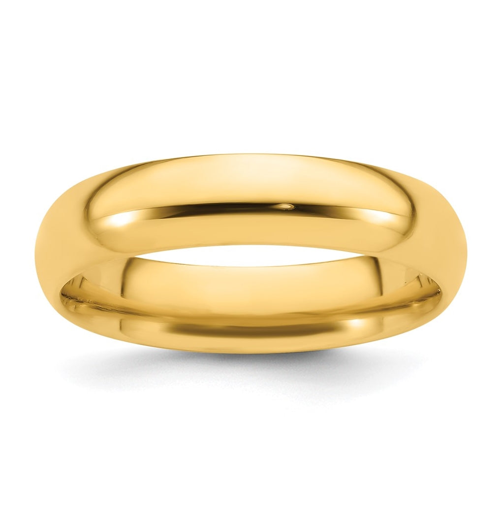 14k Yellow Gold 5mm Standard Weight Comfort Fit Wedding Band Size 5