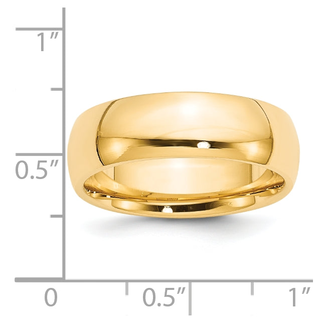 14k Yellow Gold 7mm Standard Weight Comfort Fit Wedding Band Size 5.5
