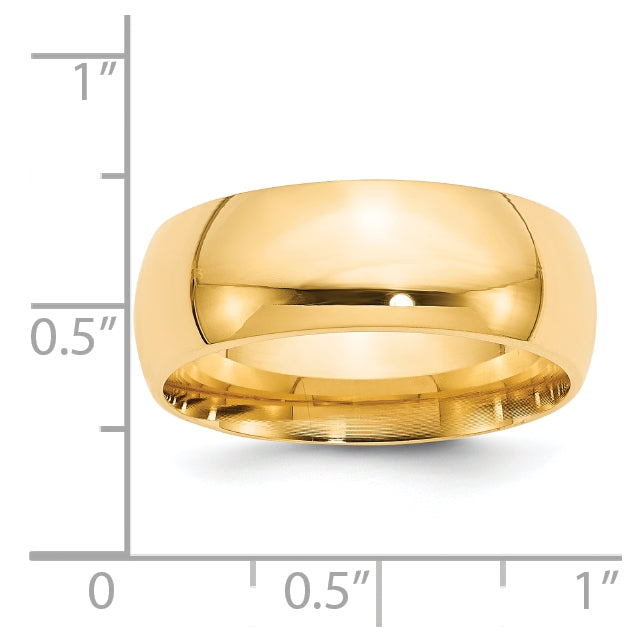 14k Yellow Gold 8mm Standard Weight Comfort Fit Wedding Band Size 5