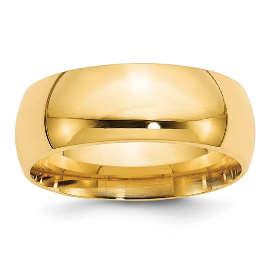 14k Yellow Gold 8mm Standard Weight Comfort Fit Wedding Band Size 5