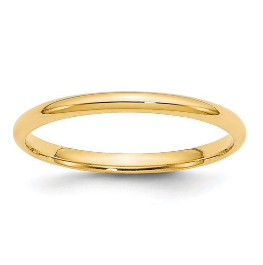 14k Yellow Gold 2mm Lightweight Comfort Fit Wedding Band Size 5