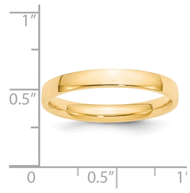 14k Yellow Gold 3mm Lightweight Comfort Fit Wedding Band Size 4.5