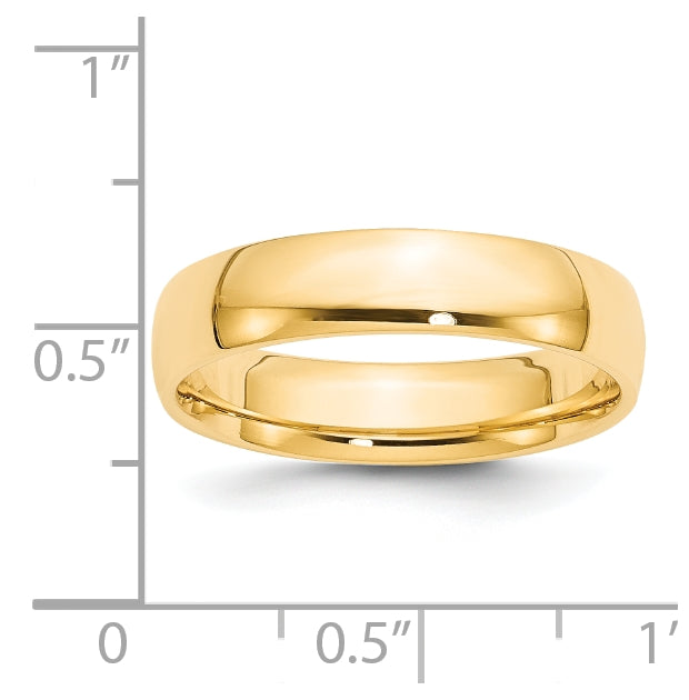 14k Yellow Gold 5mm Lightweight Comfort Fit Wedding Band Size 4.5
