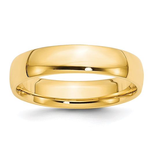 14k Yellow Gold 5mm Lightweight Comfort Fit Wedding Band Size 5