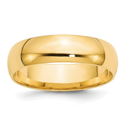 14k Yellow Gold 6mm Lightweight Comfort Fit Wedding Band Size 4.5