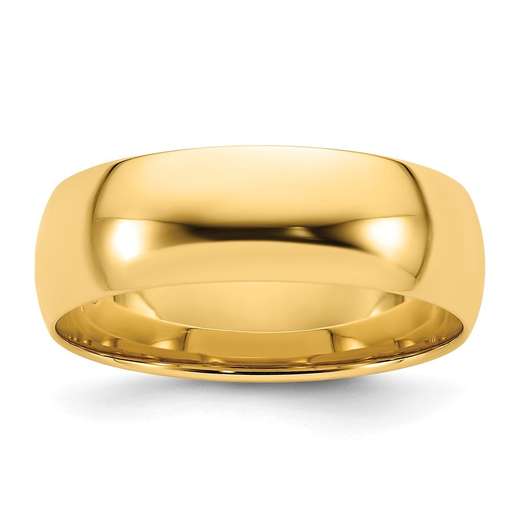 14k Yellow Gold 7mm Lightweight Comfort Fit Wedding Band Size 5