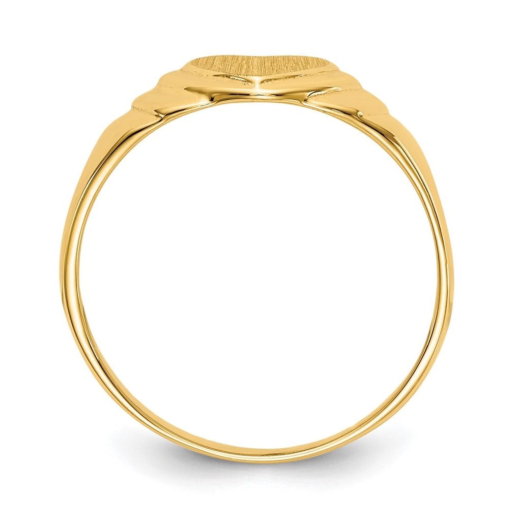 14k Yellow Gold 6.75x6.75mm Closed Back Children's Heart Signet Ring