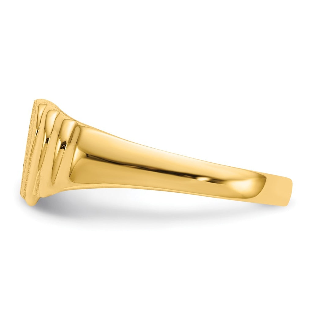 14k Yellow Gold 6.75x6.75mm Closed Back Children's Heart Signet Ring