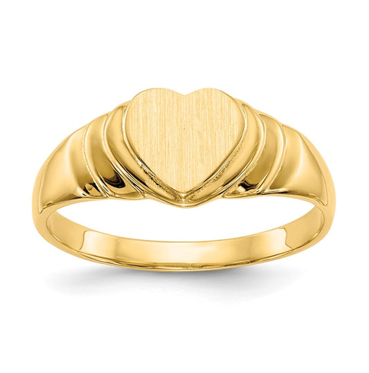 14K Yellow Gold 6.75x6.75mm Closed Back Children's Heart Signet Ring