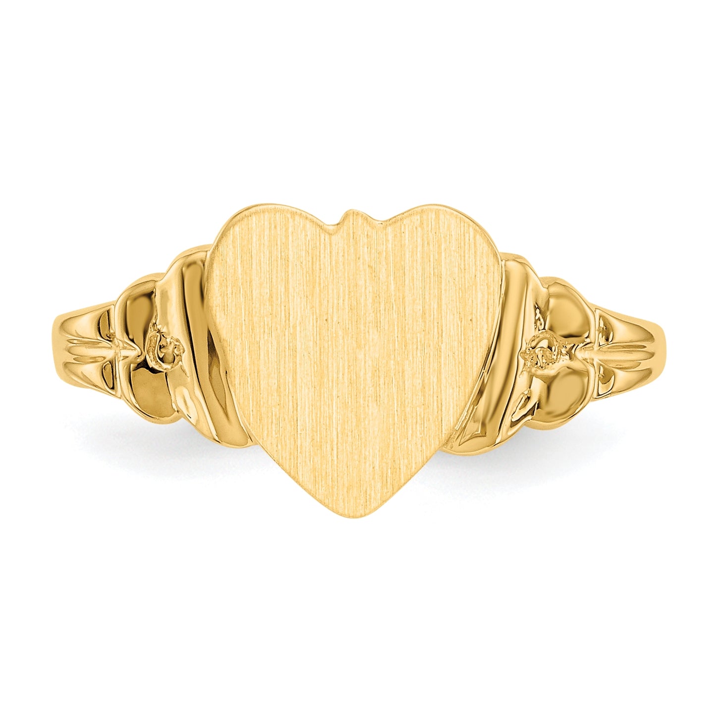 14K Yellow Gold 8.0x8.5mm Closed Back Children's Heart Signet Ring