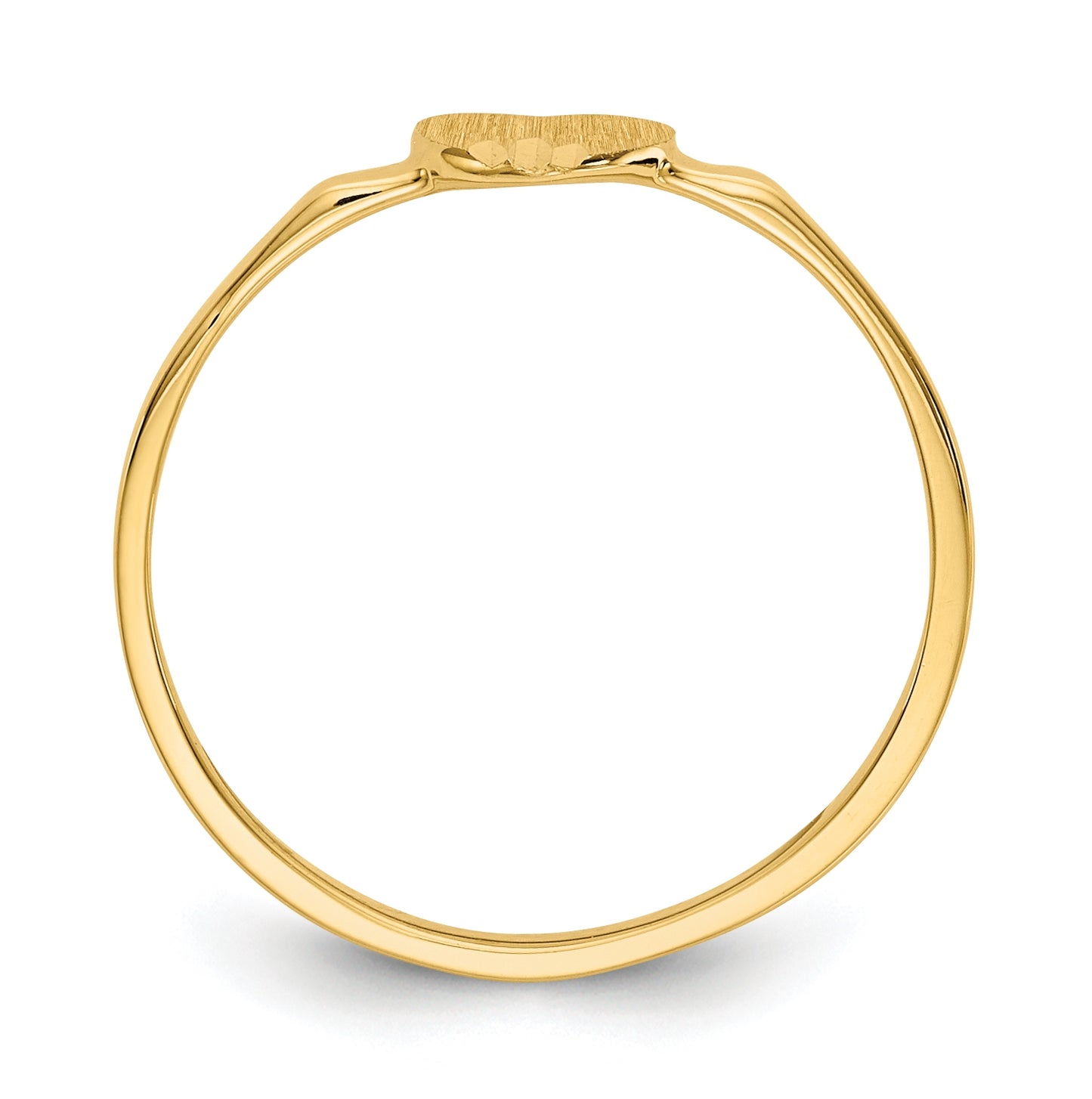 14K Yellow Gold Diamond Cut Heart Signet Ring