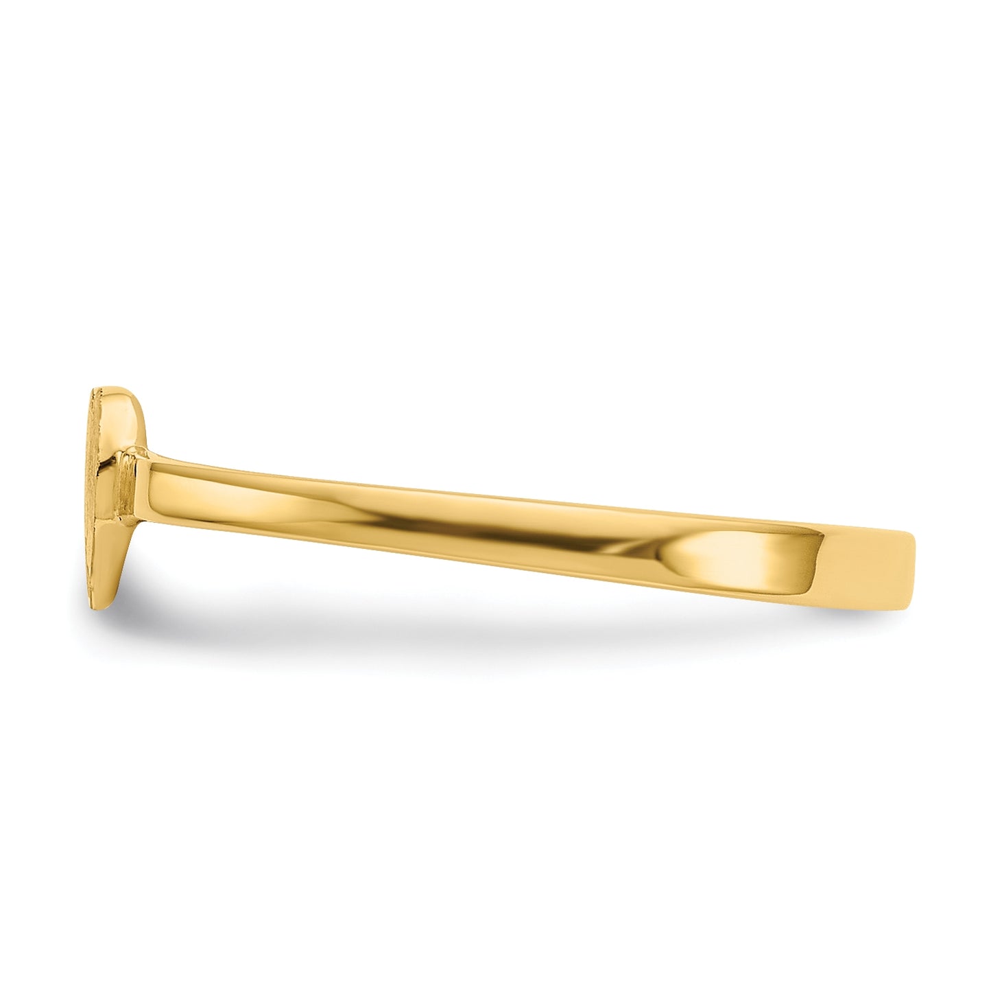 14K Yellow Gold Diamond Cut Heart Signet Ring