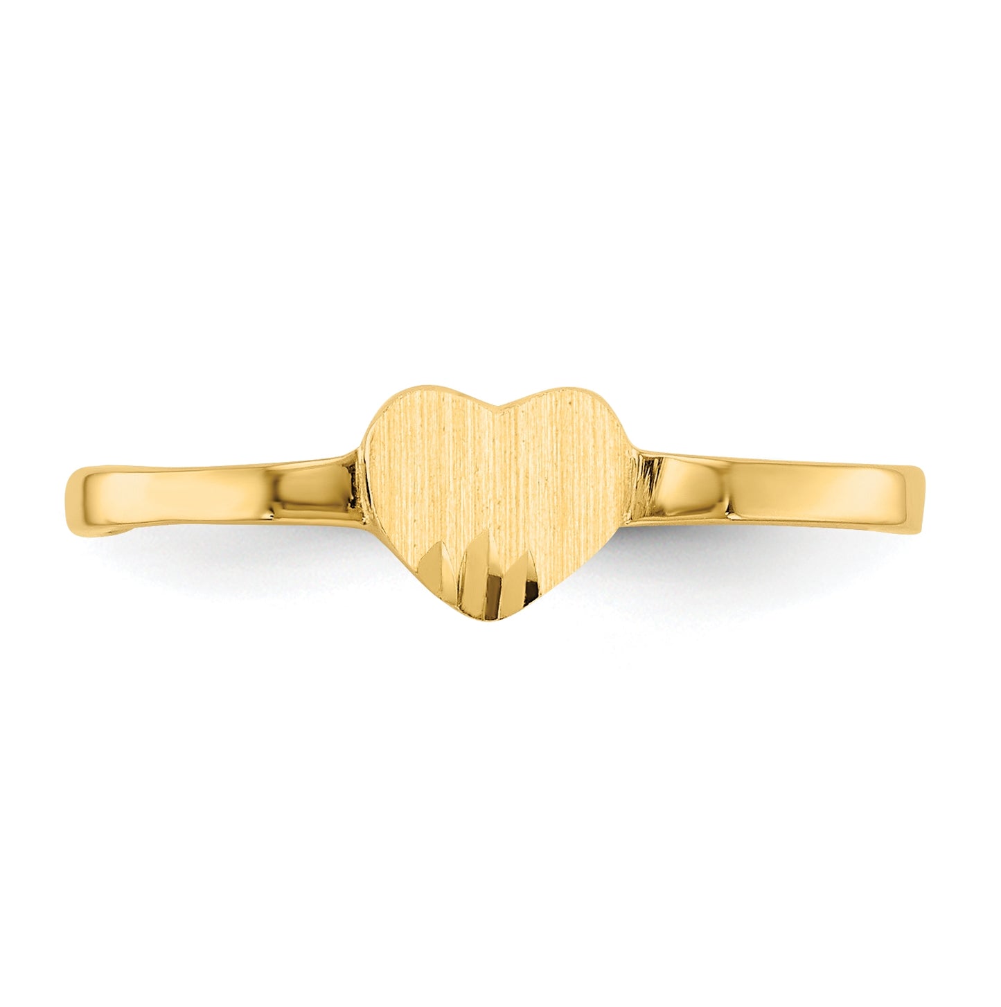 14K Yellow Gold Diamond Cut Heart Signet Ring