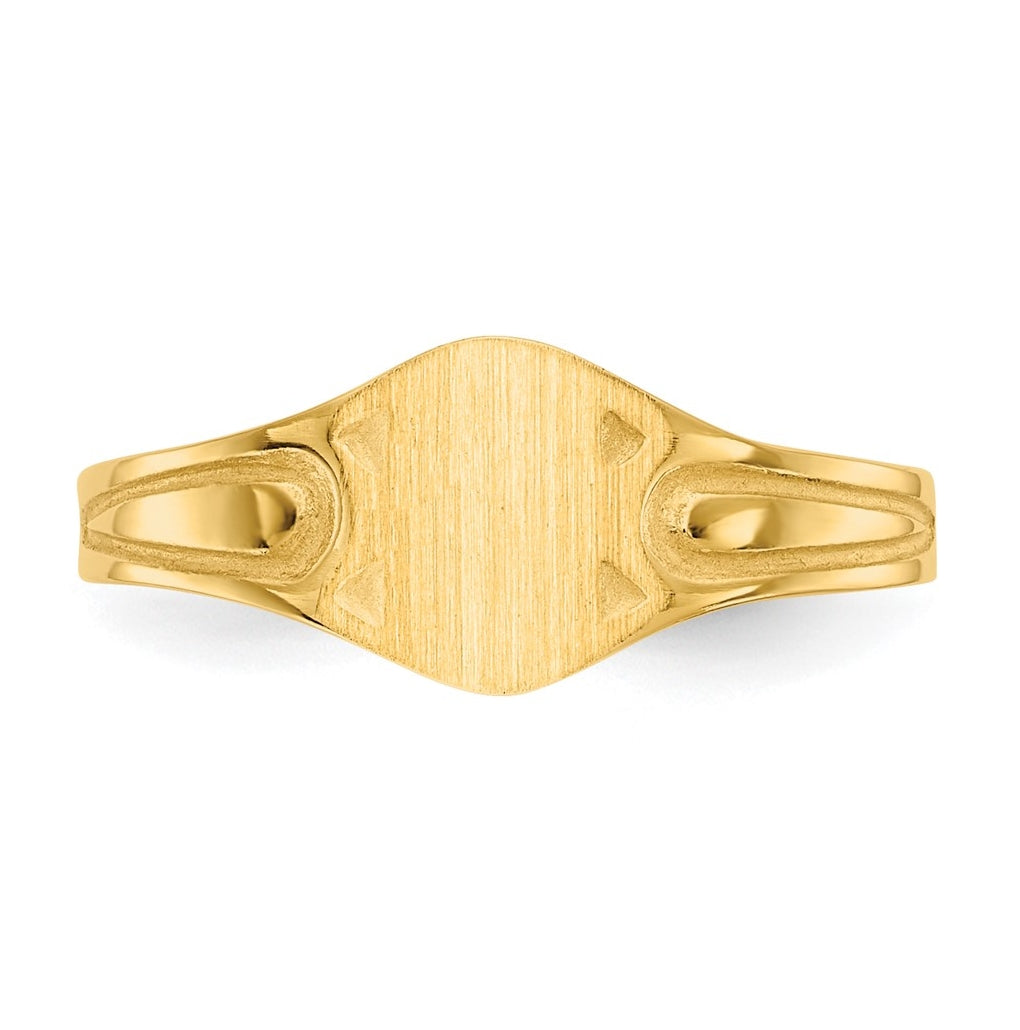 14k Yellow Gold 6.5x4.0mm Closed Back Children's Signet Ring