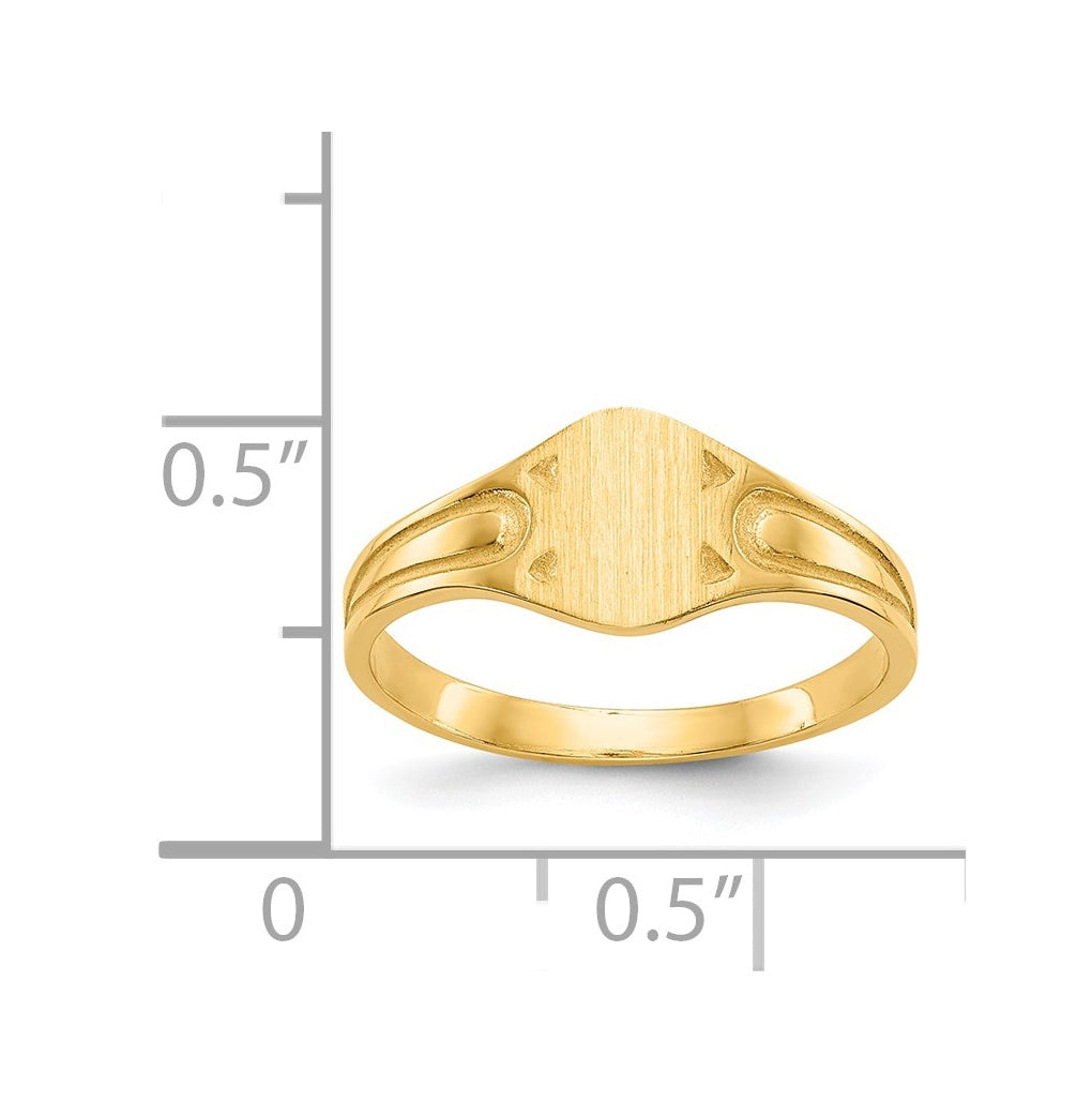 14k Yellow Gold 6.5x4.0mm Closed Back Children's Signet Ring