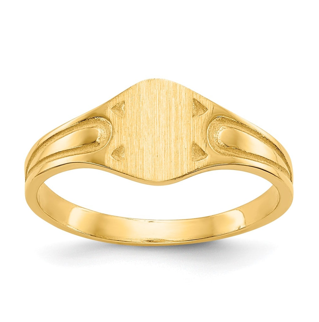14k Yellow Gold 6.5x4.0mm Closed Back Children's Signet Ring