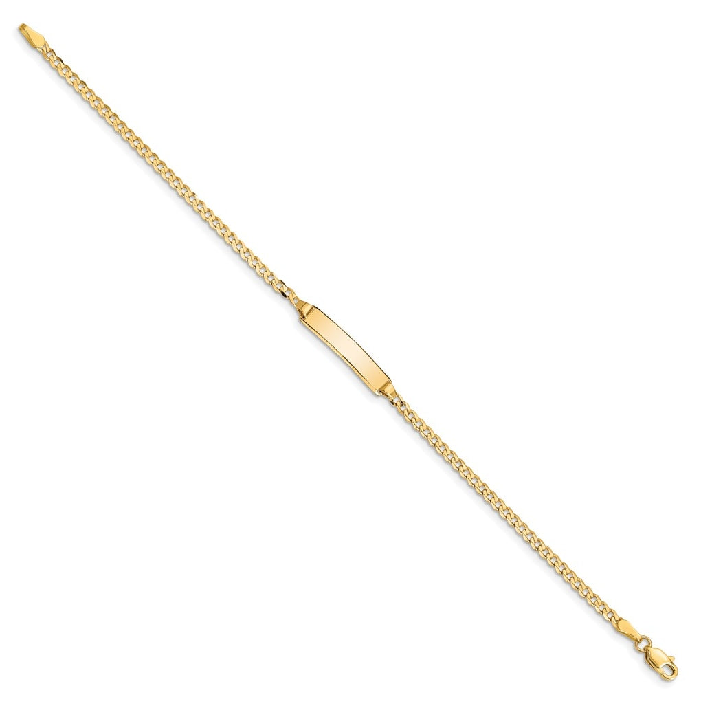 14k Yellow Gold Polished Solid Chain/Solid Plate Curb Link 20x4.8mm Plate 5.5 inch Baby/Child ID Bracelet