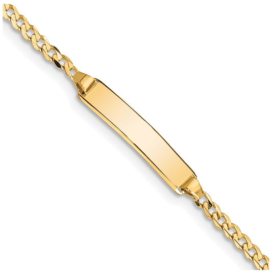14k Yellow Gold Polished Solid Chain/Solid Plate Curb Link 20x4.8mm Plate 5.5 inch Baby/Child ID Bracelet