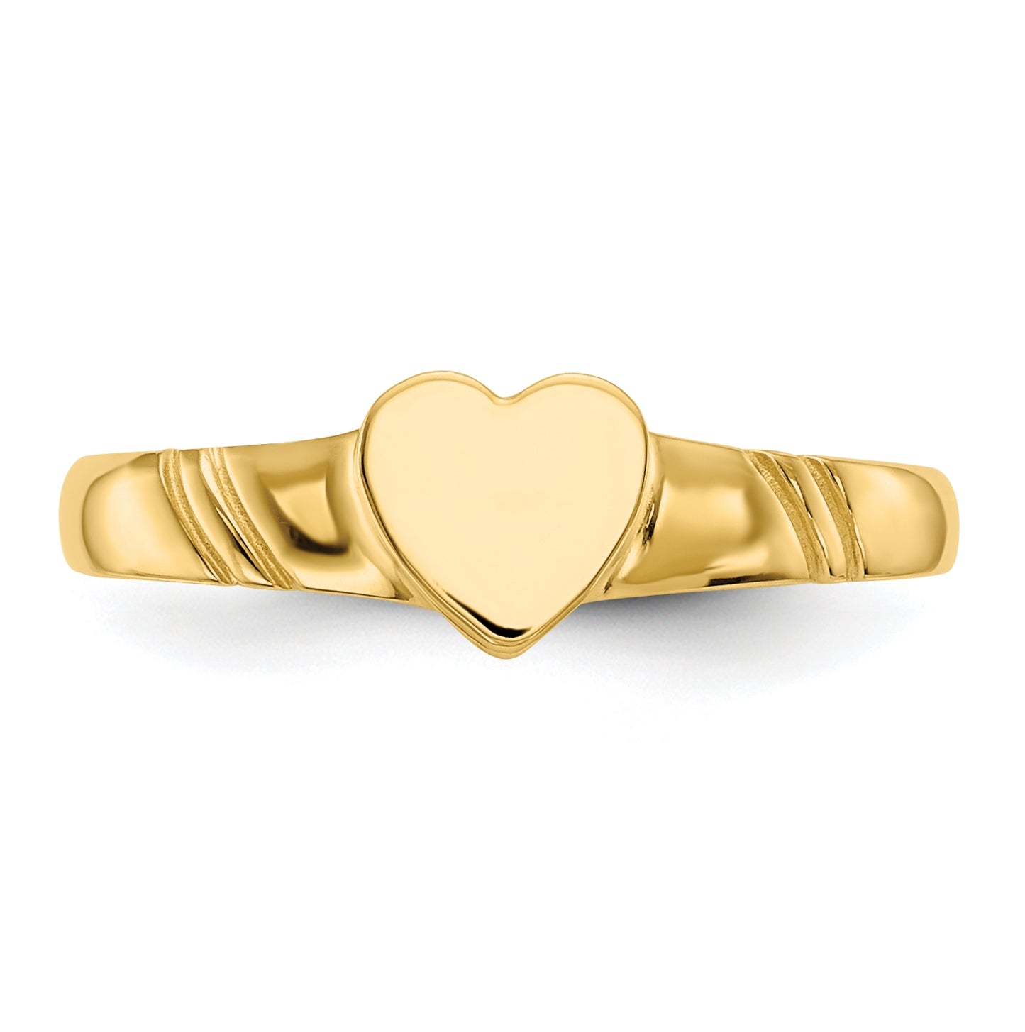 14K Yellow Gold Childrens Heart Ring,  2mm