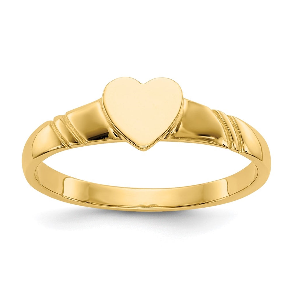14K Yellow Gold Childrens Heart Ring,  2mm