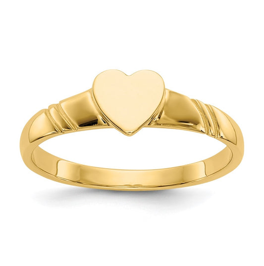 14K Yellow Gold Childrens Heart Ring,  2mm
