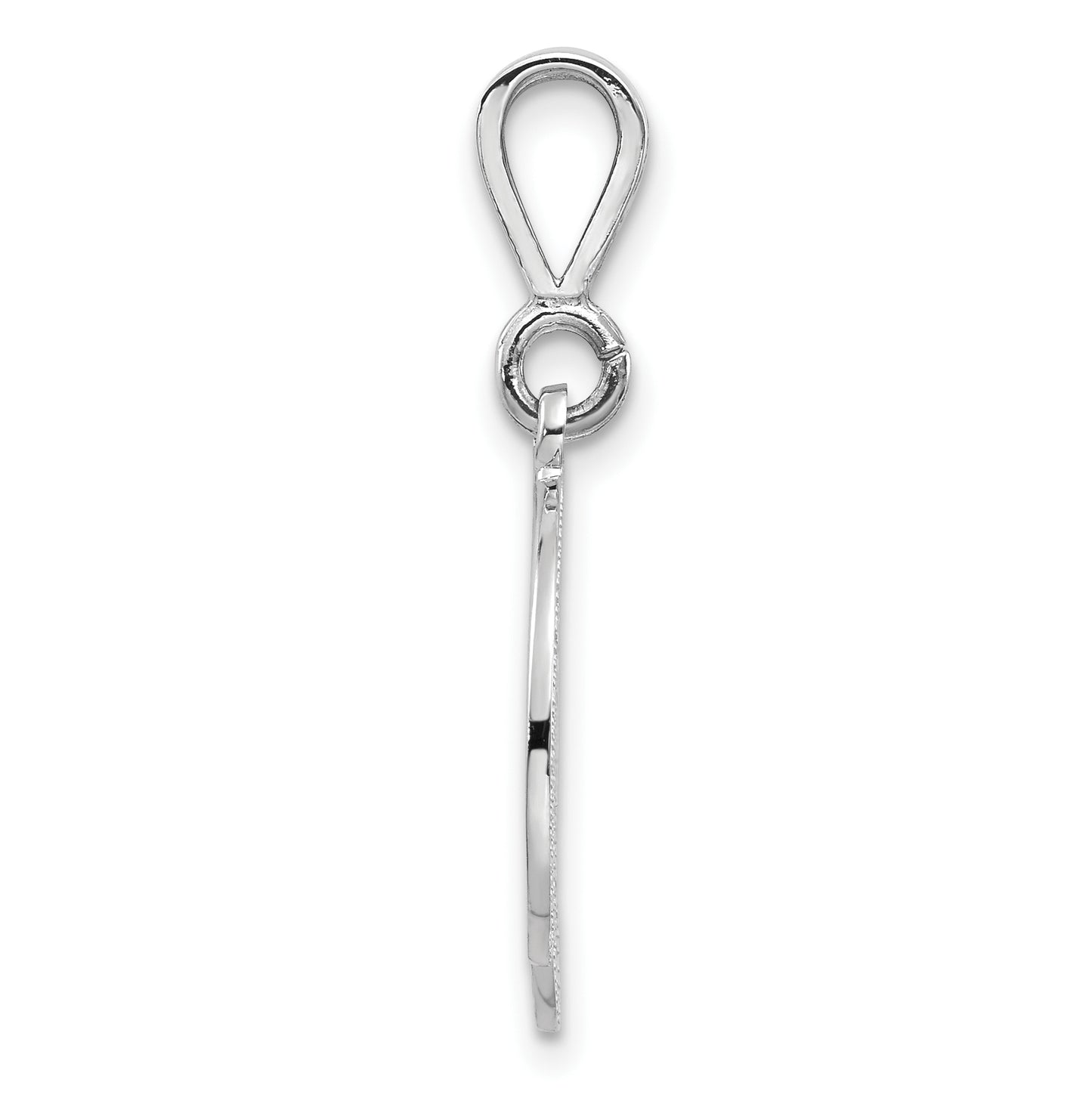 10K White Gold Filigree Initial D Pendant