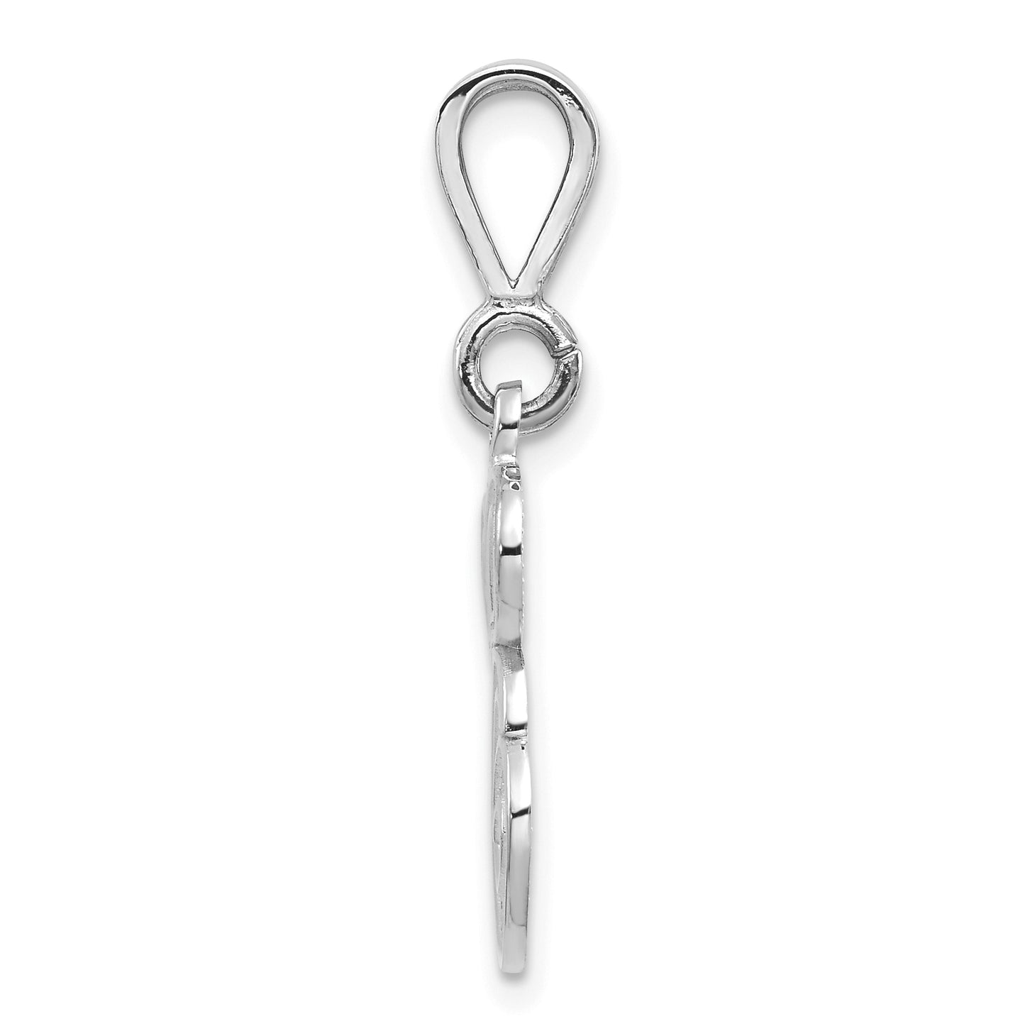 10K White Gold Filigree Initial E Pendant
