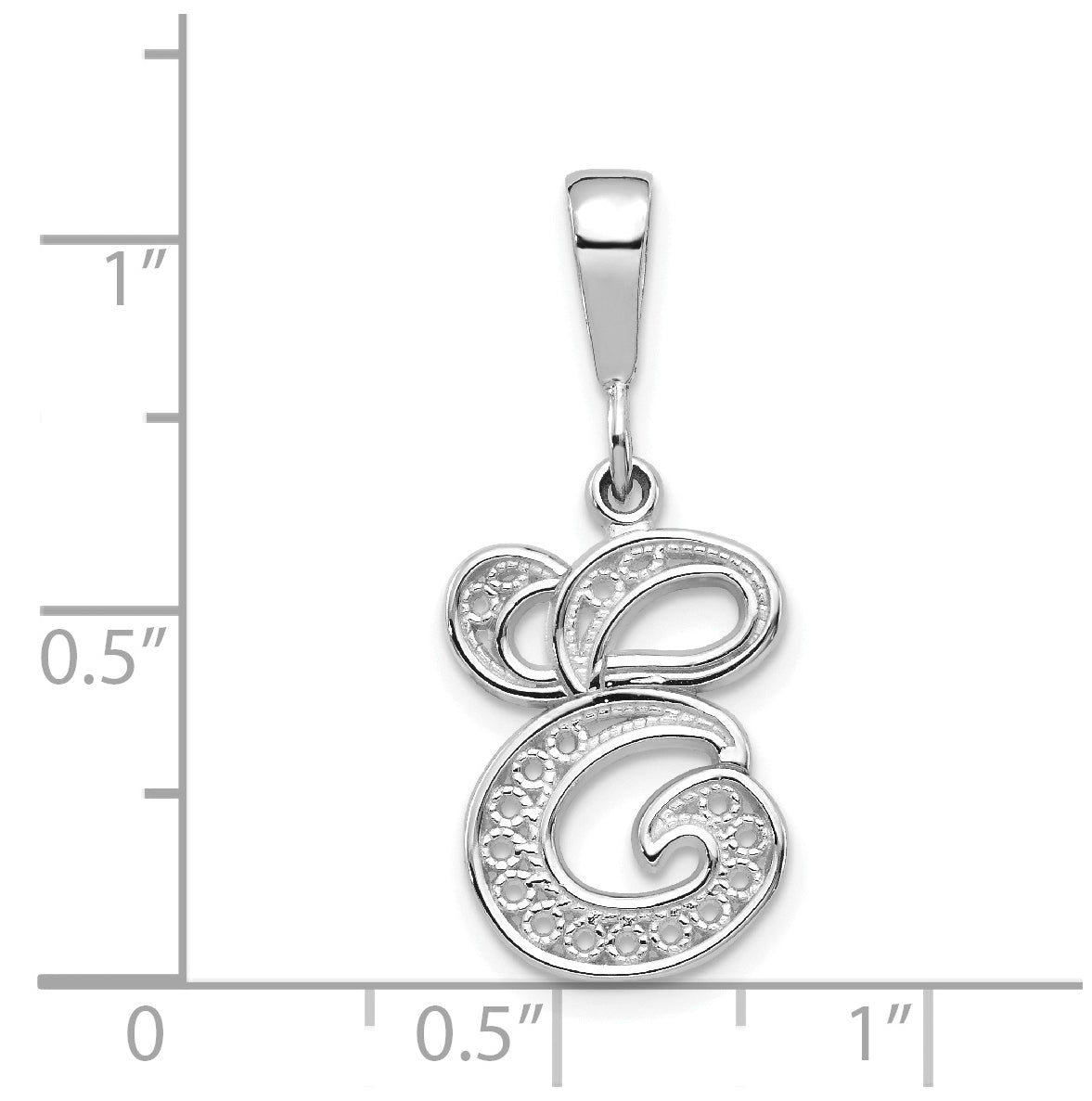 10K White Gold Filigree Initial E Pendant