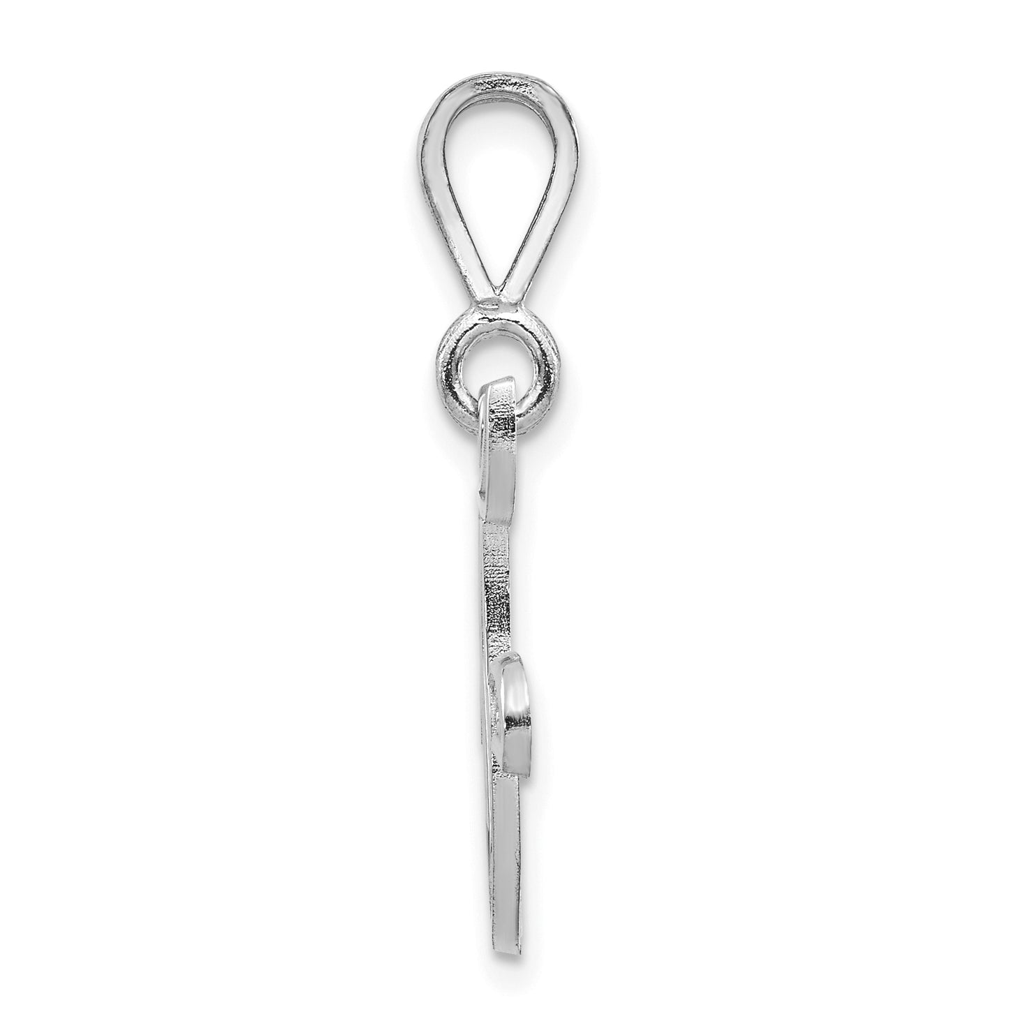 10K White Gold Filigree Initial F Pendant