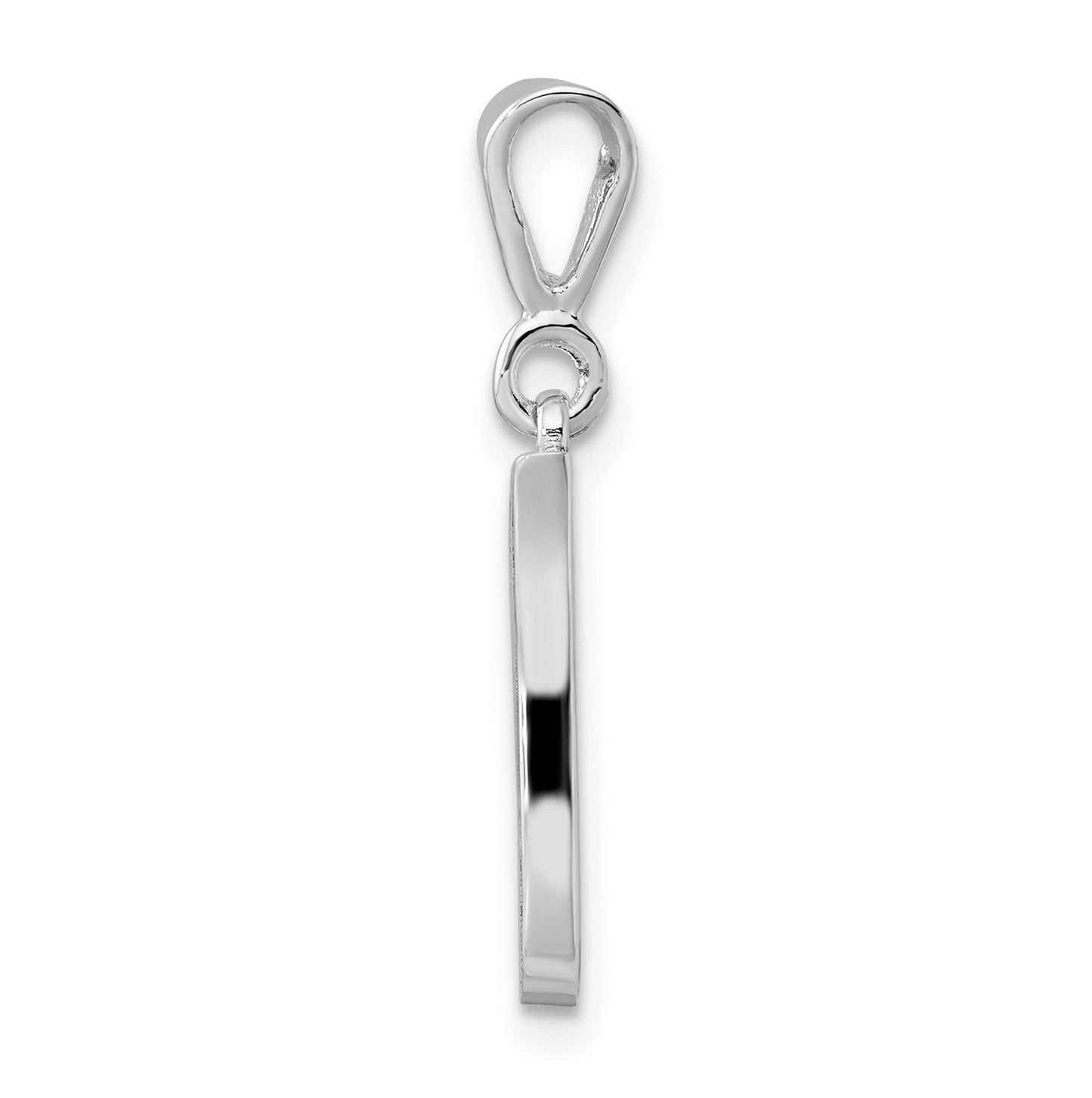 10K White Gold Filigree Initial I Pendant