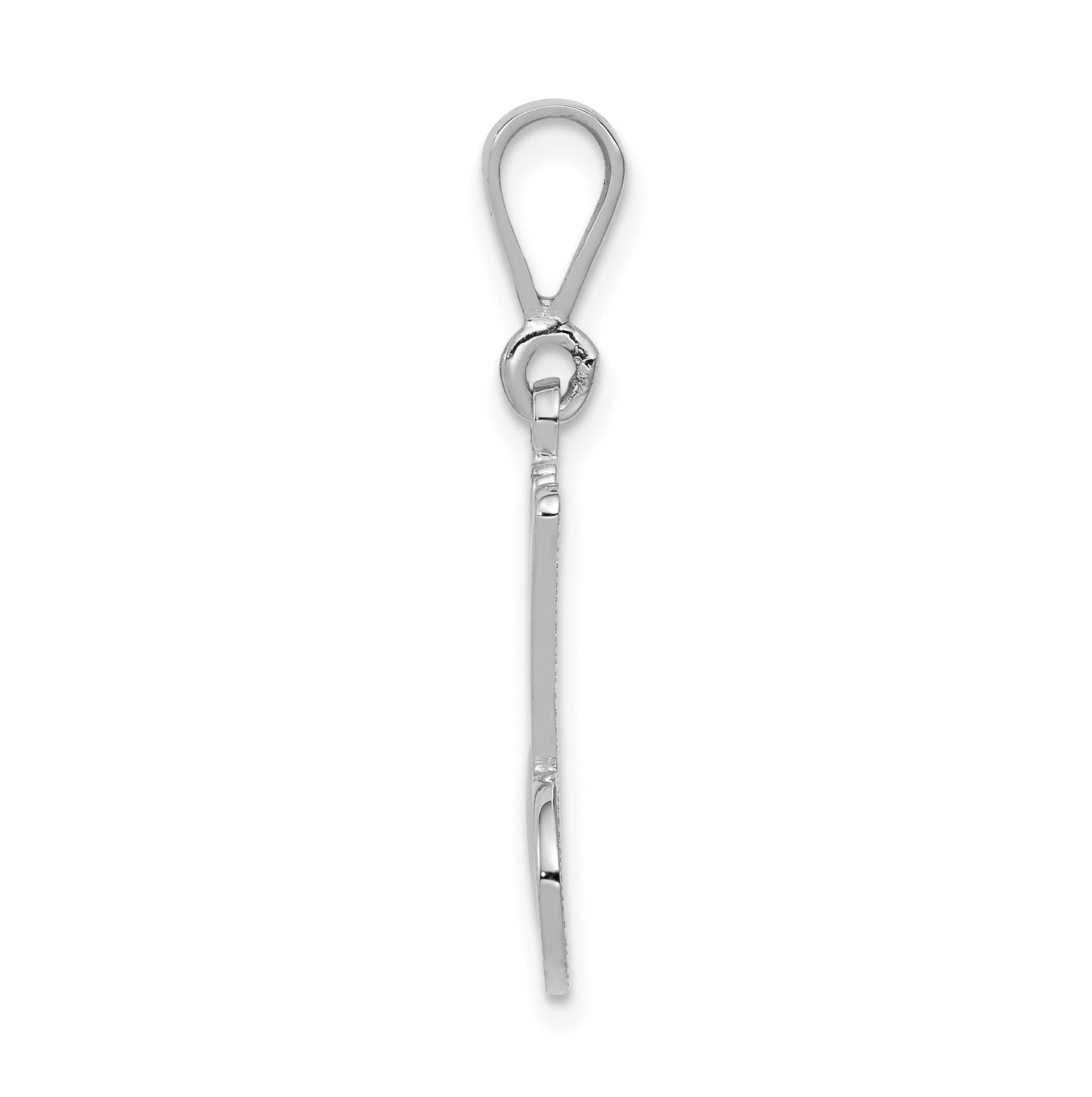 10K White Gold Filigree Initial M Pendant