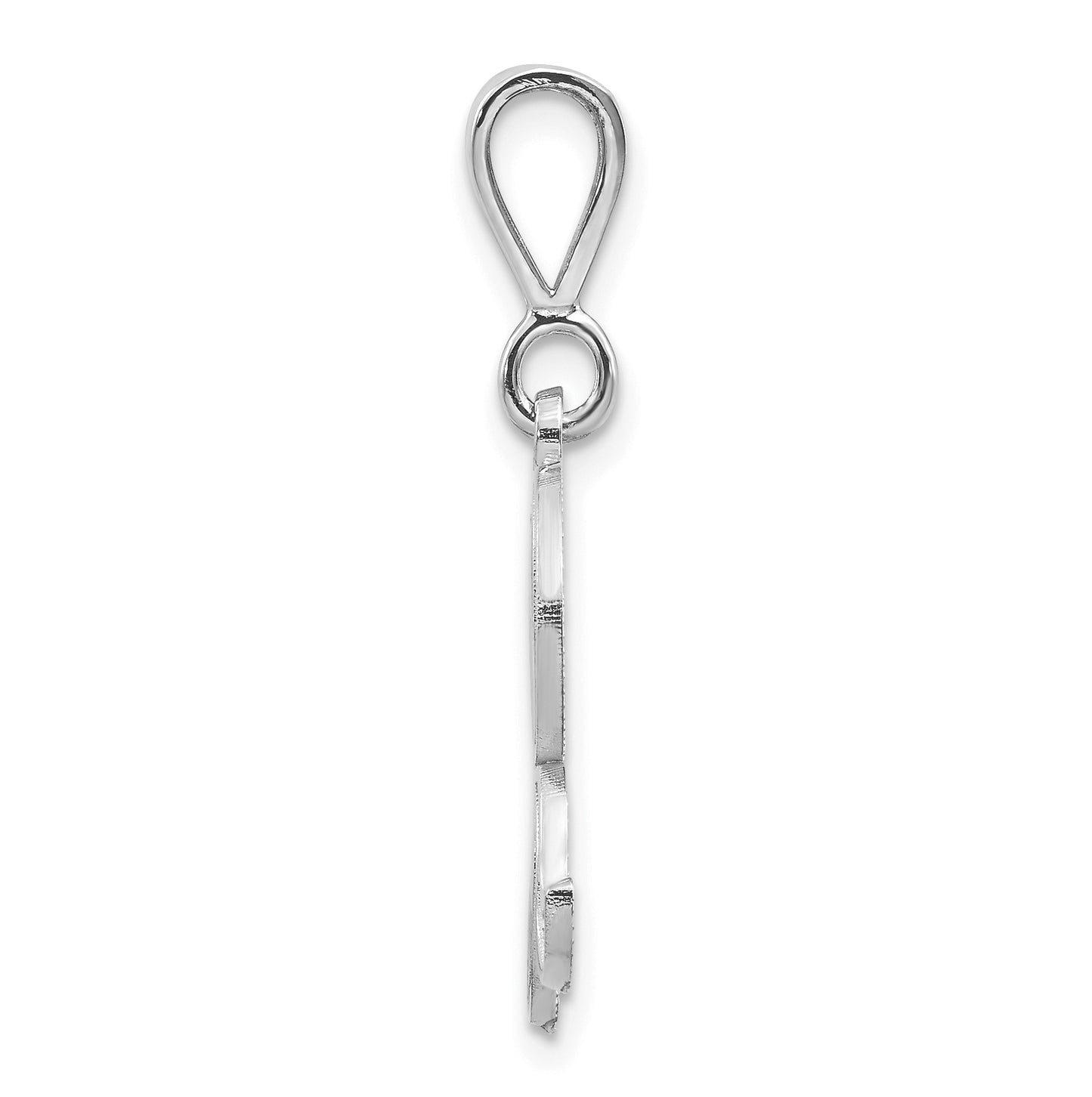 10K White Gold Filigree Initial R Pendant