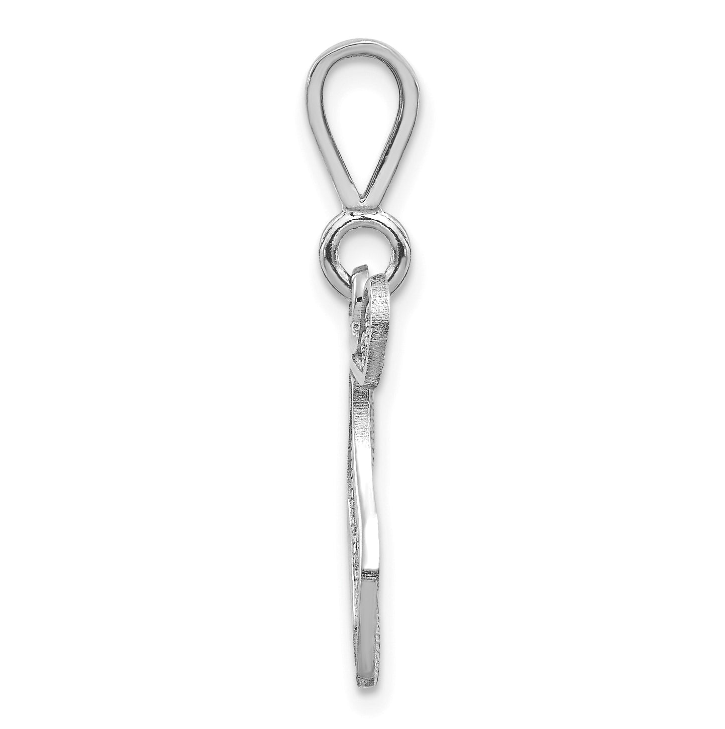 10K White Gold Filigree Initial T Pendant