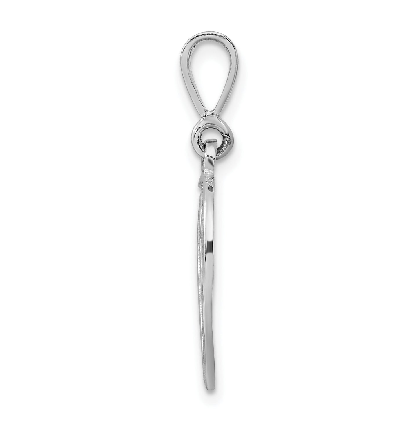10K White Gold Filigree Initial V Pendant