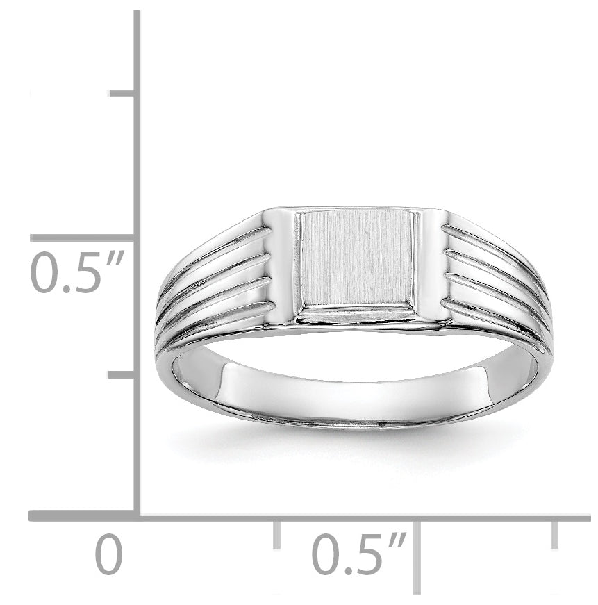 14k White Gold 5.25x5.0mm Childs Open Back Signet Ring