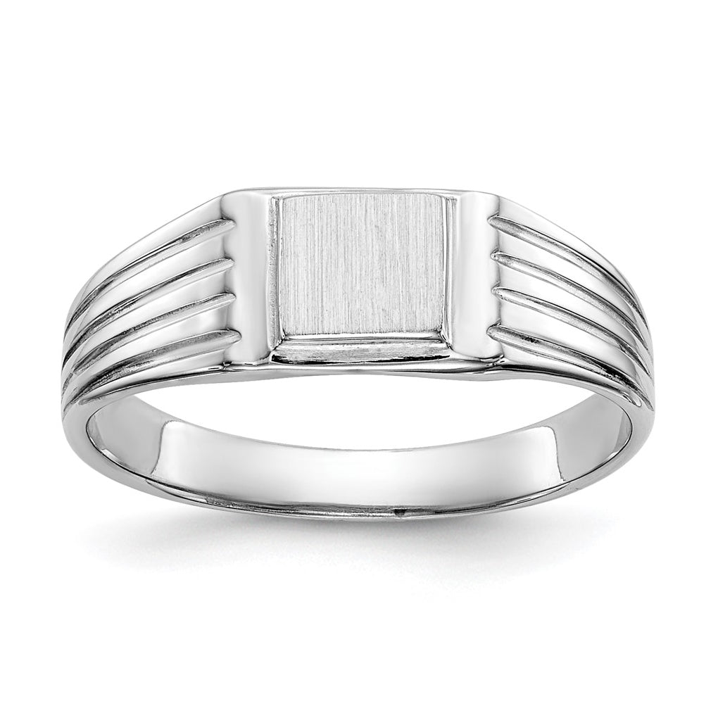 14k White Gold 5.25x5.0mm Childs Open Back Signet Ring