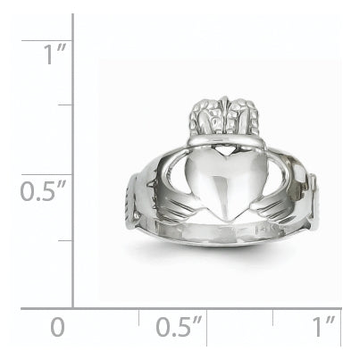 14k White Gold Ladies Claddagh Ring