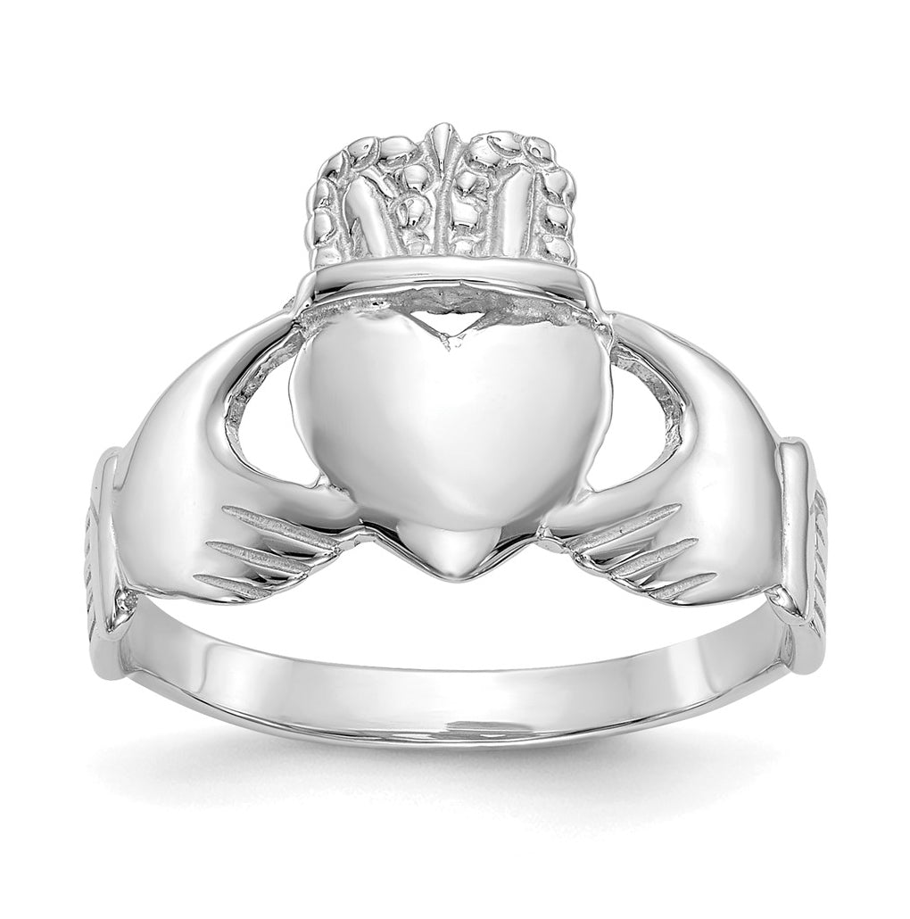 14k White Gold Ladies Claddagh Ring