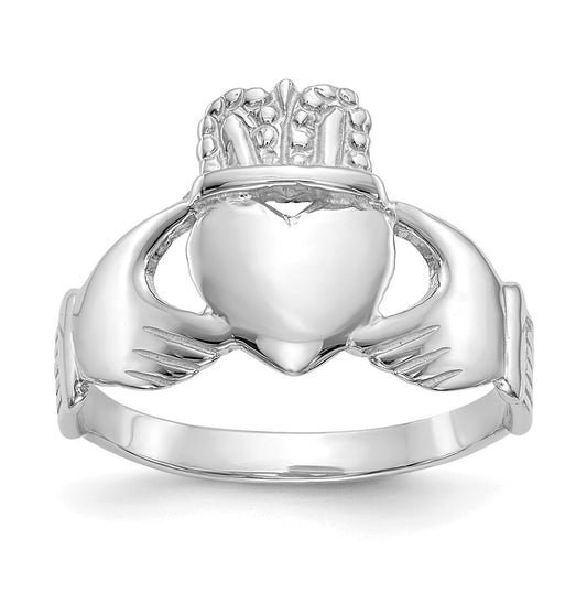 14k White Gold Ladies Claddagh Ring