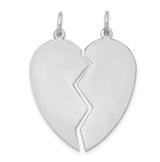 14K White Gold 2-piece Engravable 24mm Heart Charm Set